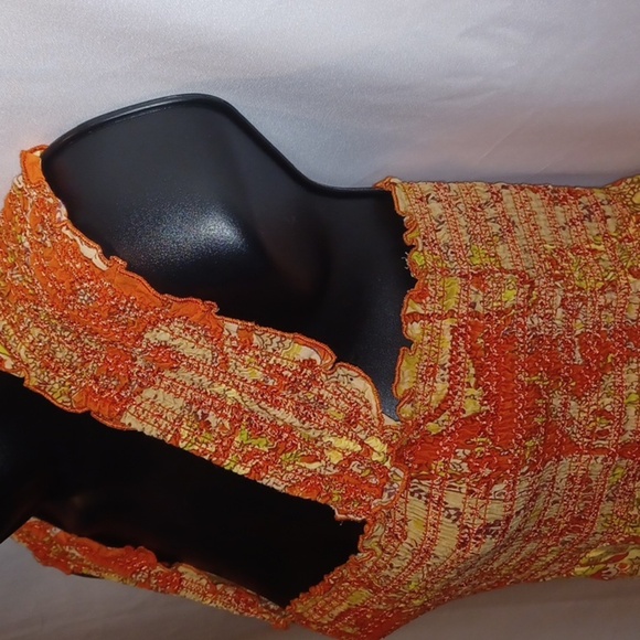 Fire Los Angeles Orange Ruffled Paisley Floral Sleeveless  Sundress Size Medium - Picture 4 of 7